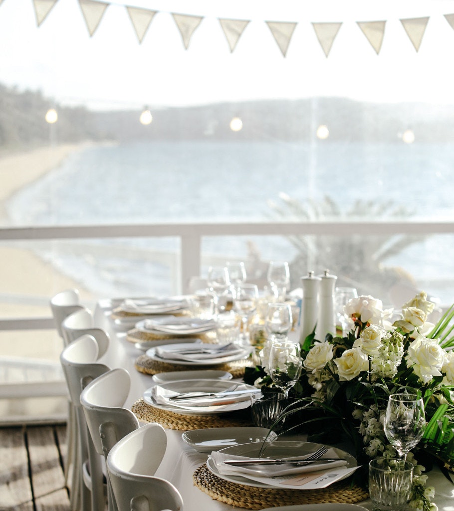 Table set for a wedding reception.
